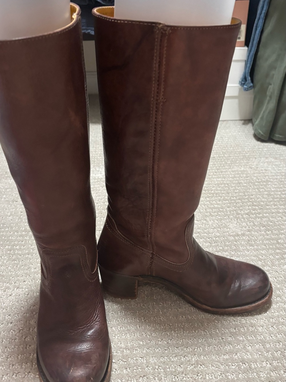 Frye Brown Leather Mid-Calf Heeled Boots - Picture 4 of 8